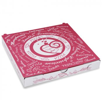 100 Stk. Pizzakarton Motiv "Pizzabelag" 24x24x3 cm Pizzaschachtel Pizzabox